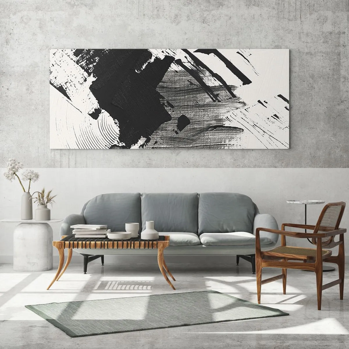 Billede på glas - Abstraktion - det sortes udtryk - 100x40 cm