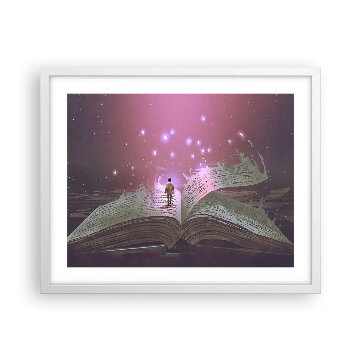 Plakat i hvid ramme - En invitation til en anden verden - læs den! - 50x40 cm