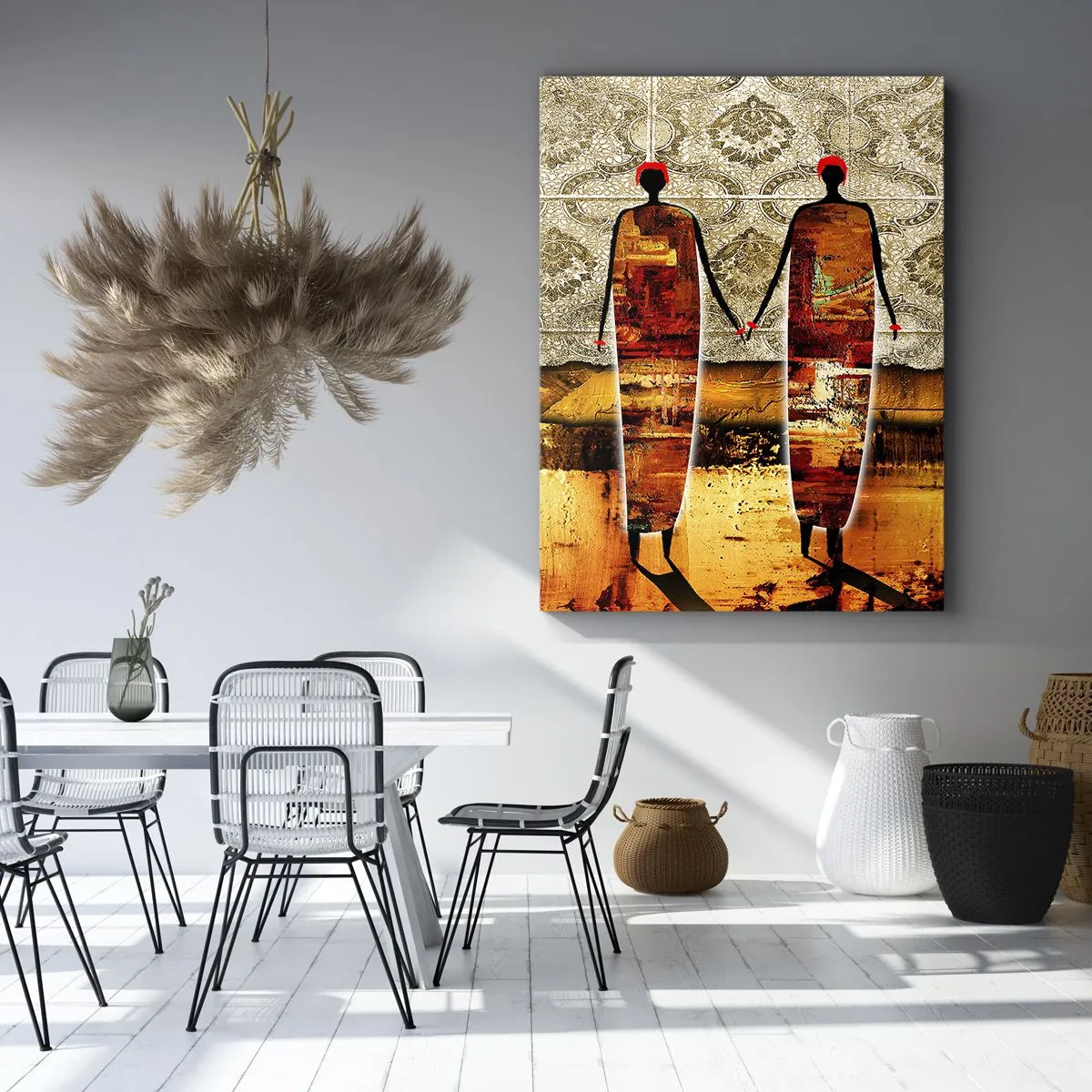 Lærredstryk - Billede på lærred - Etnisk sammensætning i farverne i Afrika - 55x100 cm