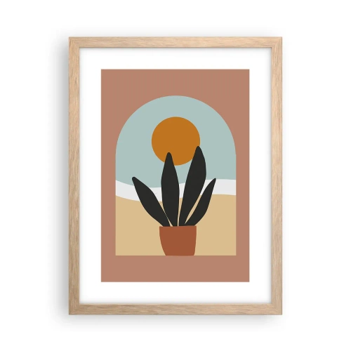 Plakat i ramme af lyst egetræ - Små glæder - 30x40 cm