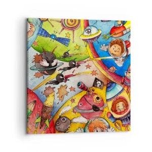 Lærredstryk - Billede på lærred - Et storslået rumeventyr - 70x70 cm