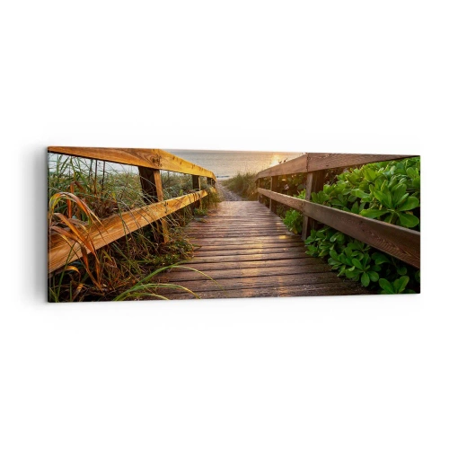 Lærredstryk - Billede på lærred - Og direkte til kysten - 140x50 cm