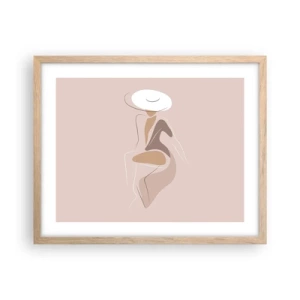 Plakat i ramme af lyst egetræ - En dame, der skal være - 50x40 cm