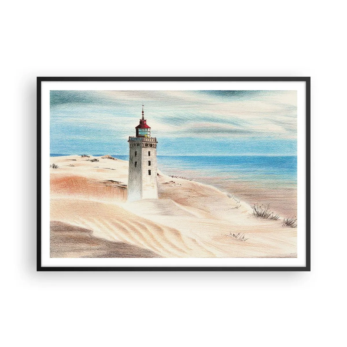 Plakat i sort ramme - Altid med blikket rettet mod havet - 100x70 cm