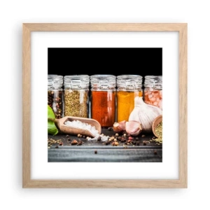 Plakat i ramme af lyst egetræ - For at livet kan smages - 30x30 cm