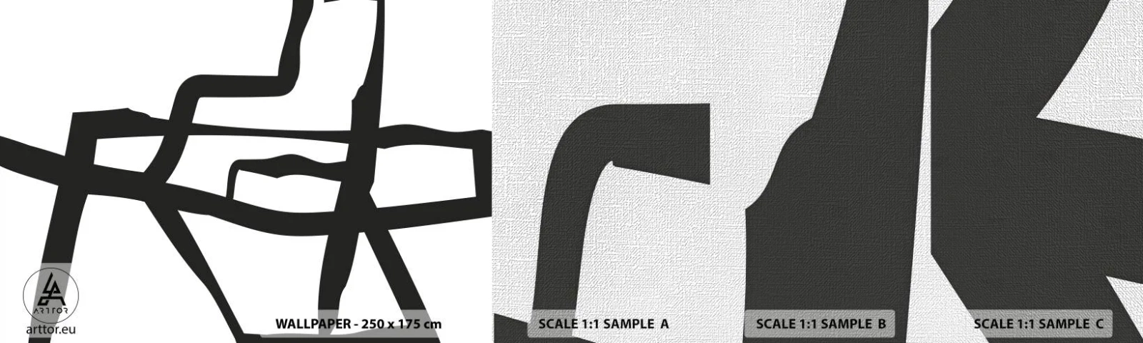 Prøve Fototapet Premium Canvas - Sort og hvid konstruktion - Linje, Sort og hvid, Abstraktionisme - 100x30 cm