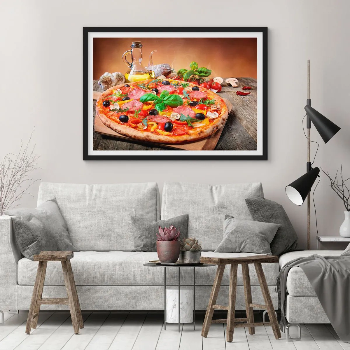 Plakat i sort ramme - Med en ægte italiensk smag - 50x40 cm