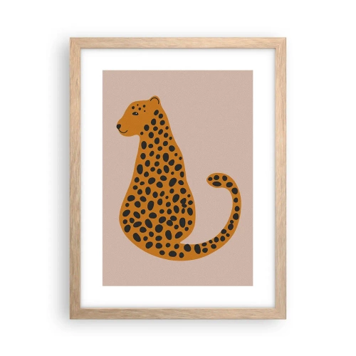 Plakat i ramme af lyst egetræ - Leopardprint er et moderigtigt mønster - 30x40 cm
