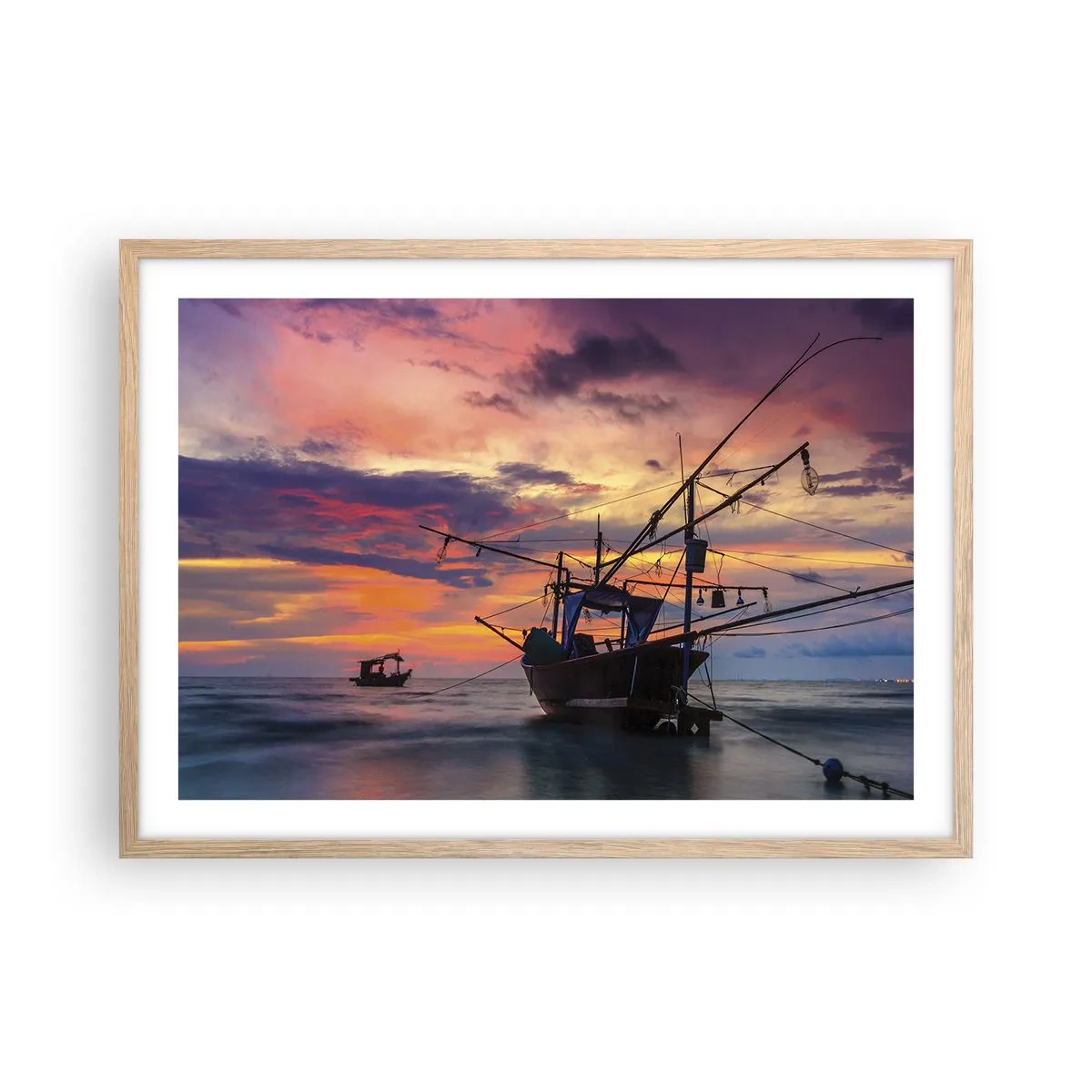 Plakat i ramme af lyst egetræ - En eksotisk aften - 70x50 cm