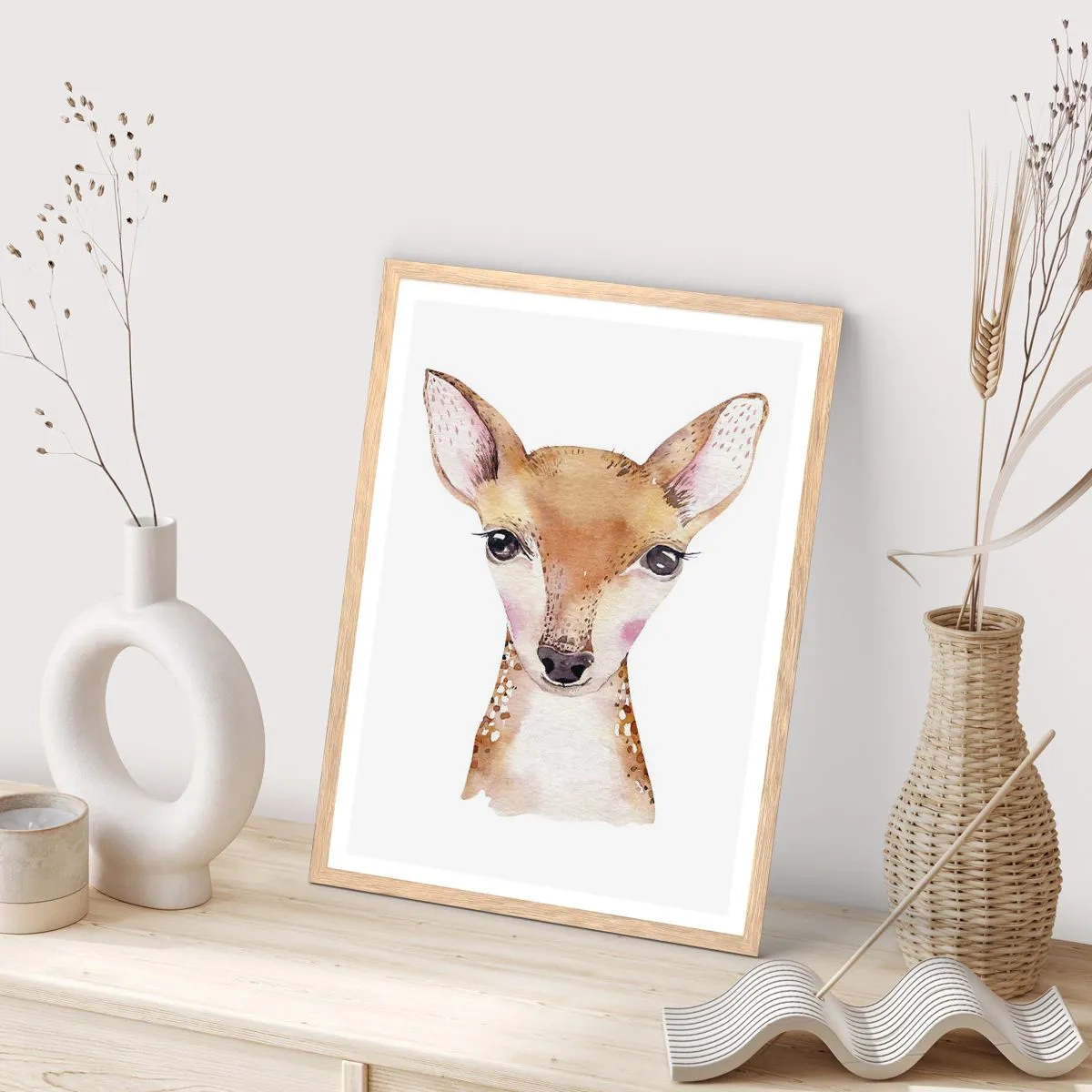 Plakat i ramme af lyst egetræ - Uskyldighedens natur - 50x70 cm