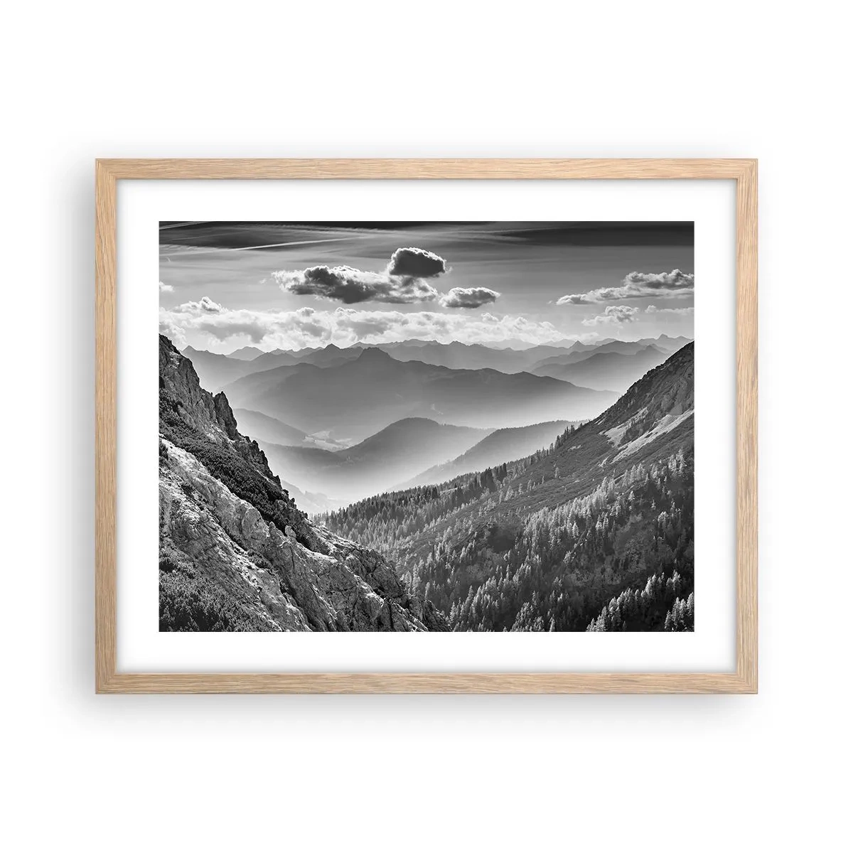 Plakat i ramme af lyst egetræ - Hele vejen til horisonten - 50x40 cm