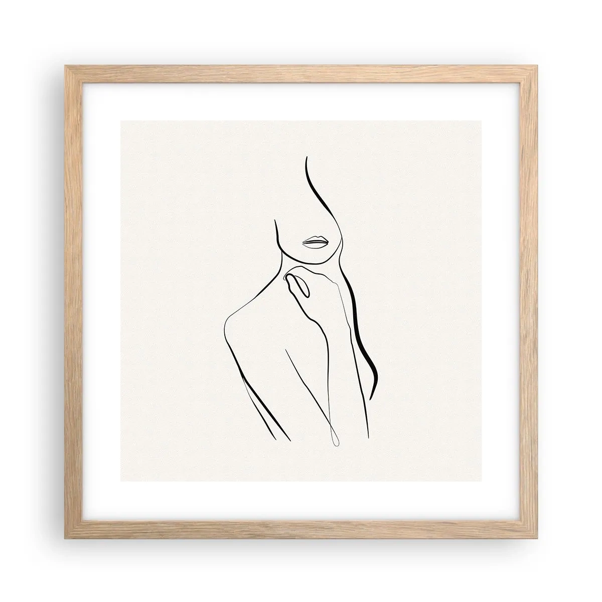 Plakat i ramme af lyst egetræ - Bølge af melankoli - 40x40 cm