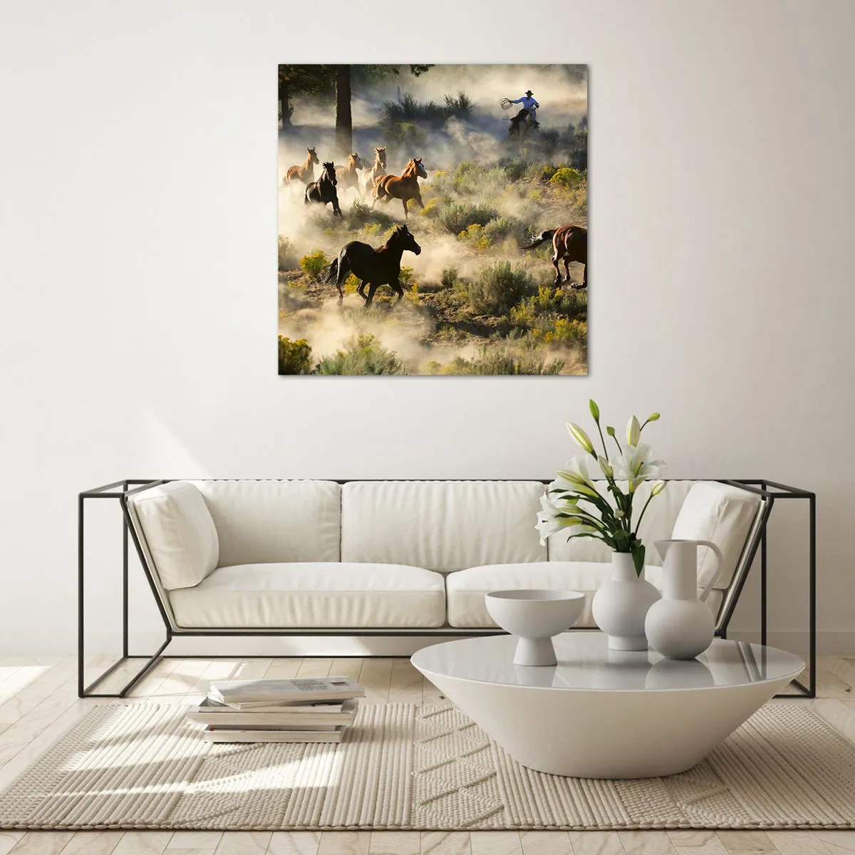 Billede på glas - Rivalisering - frihed eller maskulin kraft? - 60x60 cm