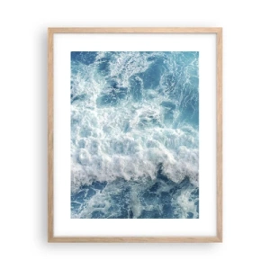 Plakat i ramme af lyst egetræ - Glædeligt og i spring - 40x50 cm