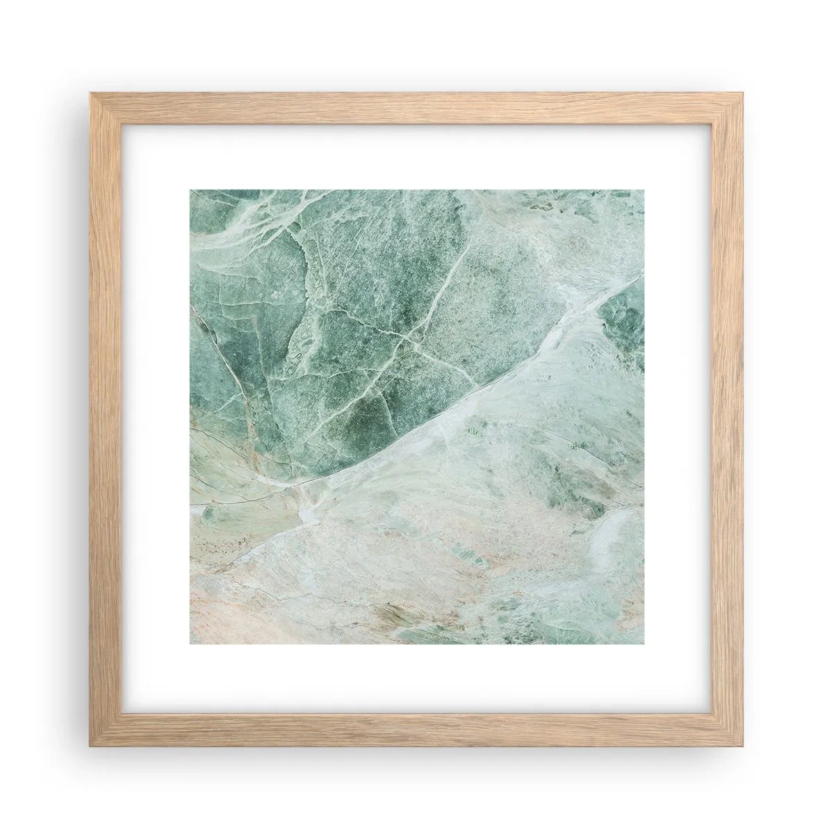 Plakat i ramme af lyst egetræ - Den ædle kølighed af sten - 30x30 cm