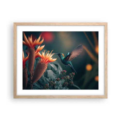 Plakat i ramme af lyst egetræ - Et virkelig farverigt liv - 50x40 cm