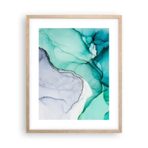Plakat i ramme af lyst egetræ - Undersøgelse i turkis - 40x50 cm