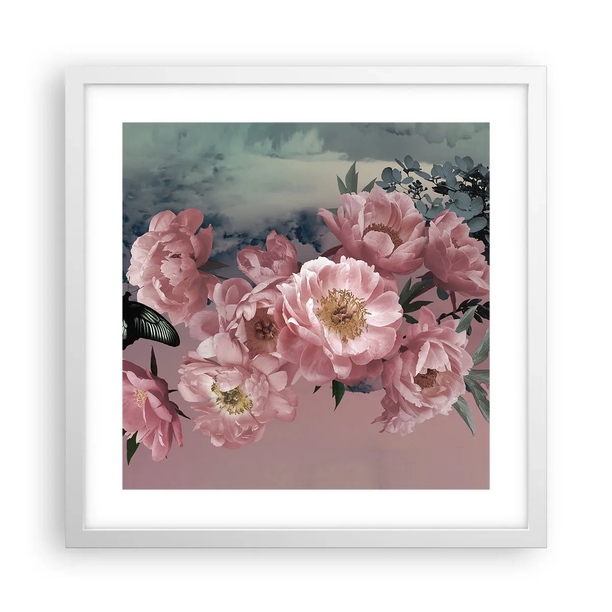 Plakat i hvid ramme - Højdepunktet af romantikken - 40x40 cm