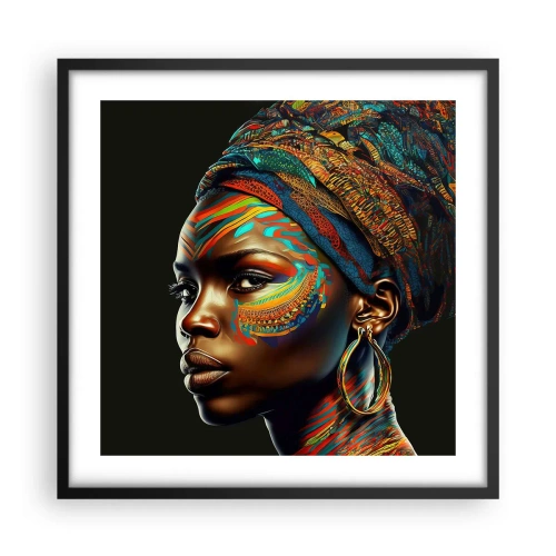 Plakat i sort ramme - Afrikansk dronning - 50x50 cm