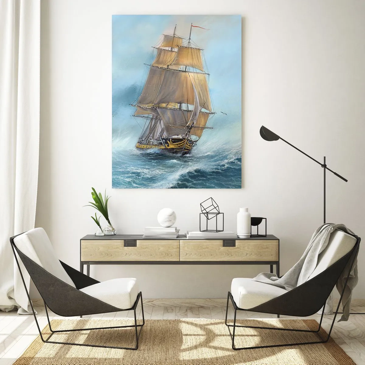 Billede på glas - Bølgende gennem bølgerne - 80x120 cm