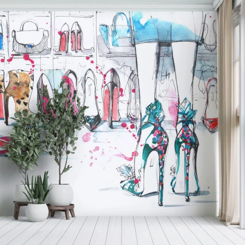 Fototapet Selvklæbende Deluxe Sticker - Sesam, åbn dig - Kvinders garderobe, Mode, Taske - 500x350 cm