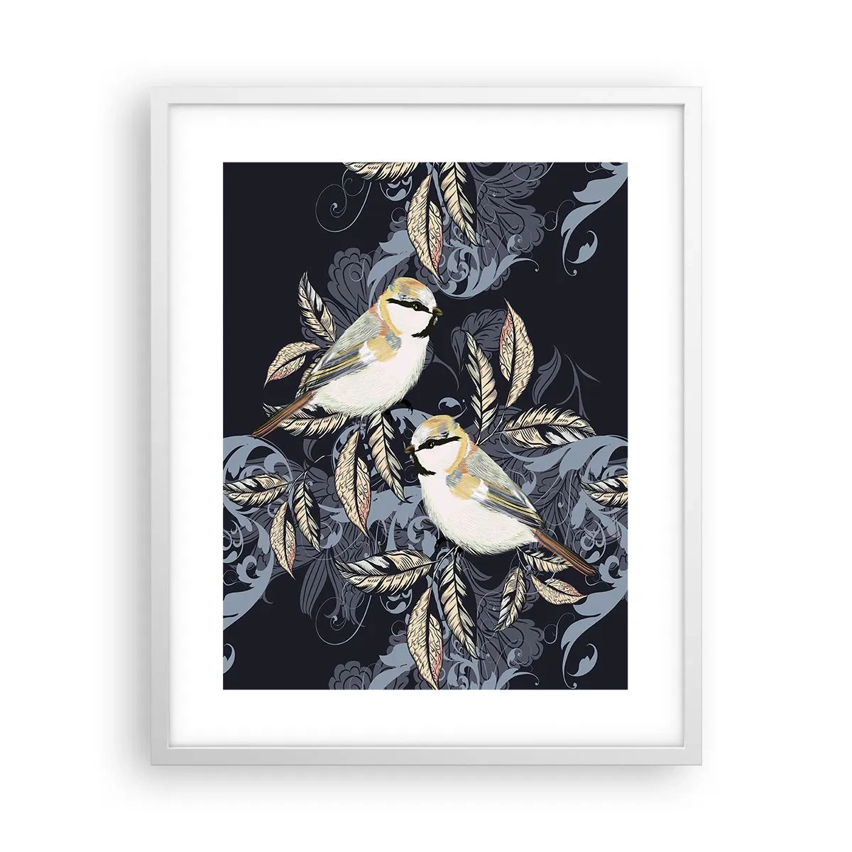 Plakat i hvid ramme - Gul-blå espalier - 40x50 cm