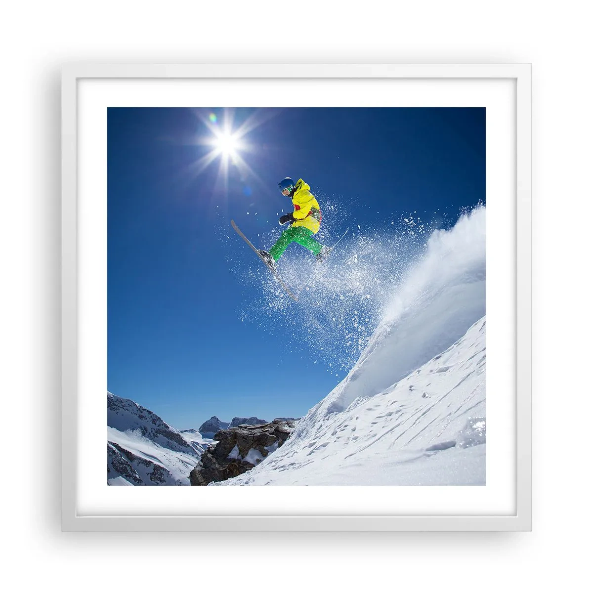 Plakat i hvid ramme - Danser med bjergene - 50x50 cm