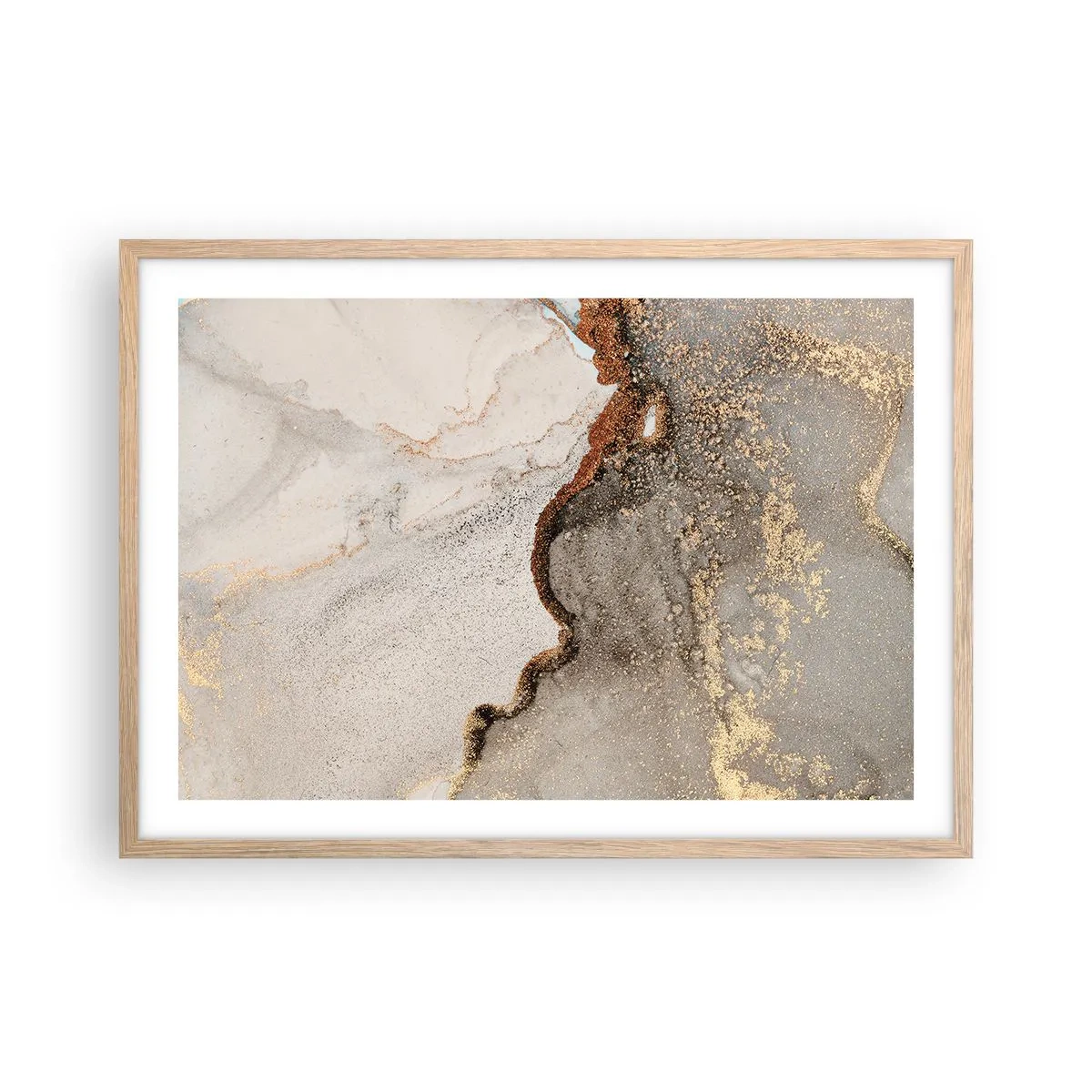 Plakat i ramme af lyst egetræ - På farvegrænsen - 70x50 cm