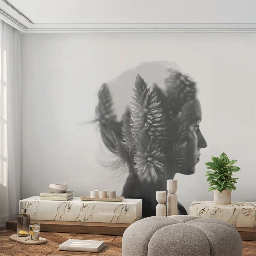 Fototapet Selvklæbende Deluxe Sticker - Dame af fyrreskoven - Abstraktion, Kvinde, Stykke - 300x210 cm