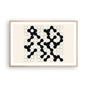 Plakat i ramme af lyst egetræ - Kinesisk spil - variation - 91x61 cm