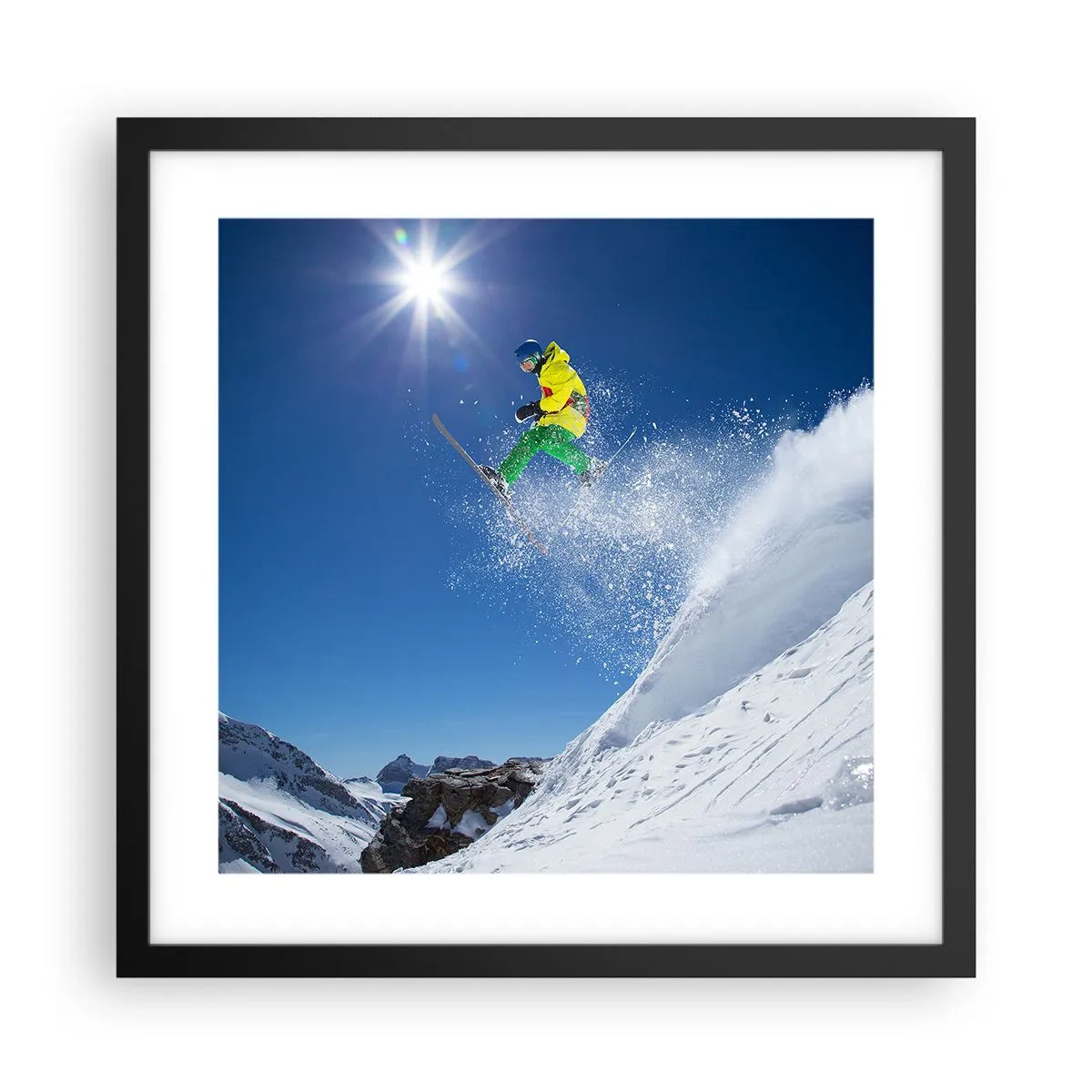 Plakat i sort ramme - Danser med bjergene - 40x40 cm