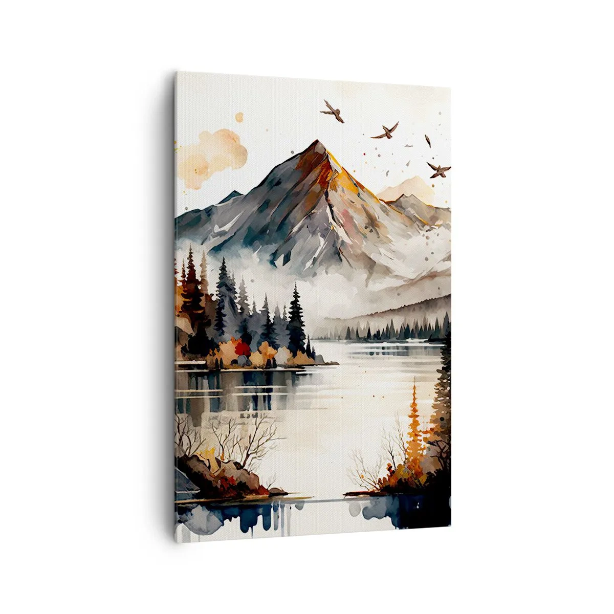 Lærredstryk - Billede på lærred - Gyldent efterår i bjergene - 80x120 cm