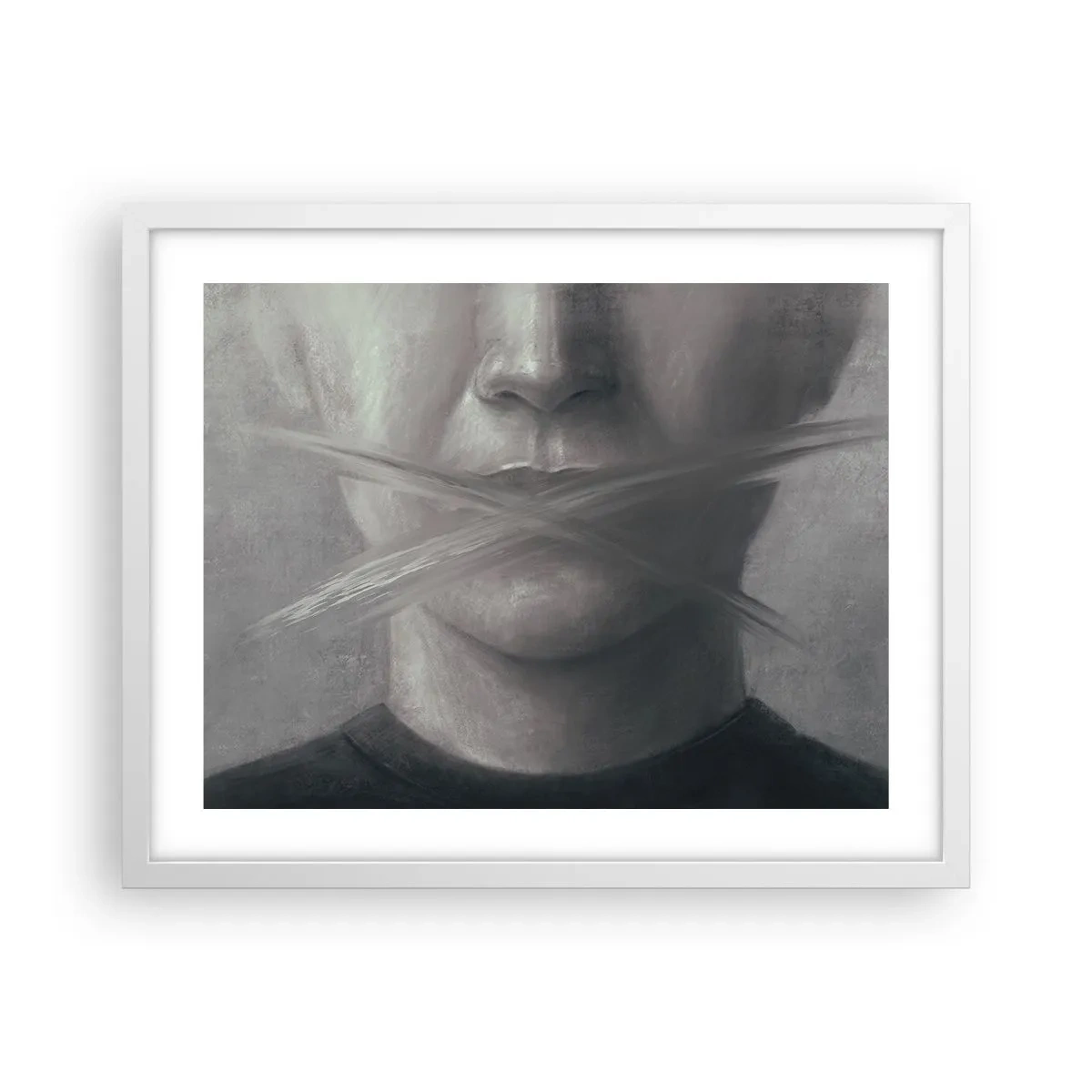 Plakat i hvid ramme - Ikke et ord - 50x40 cm