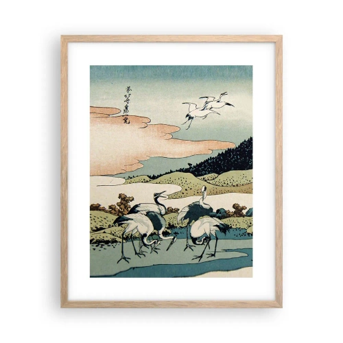 Plakat i ramme af lyst egetræ - I japansk ånd - 40x50 cm