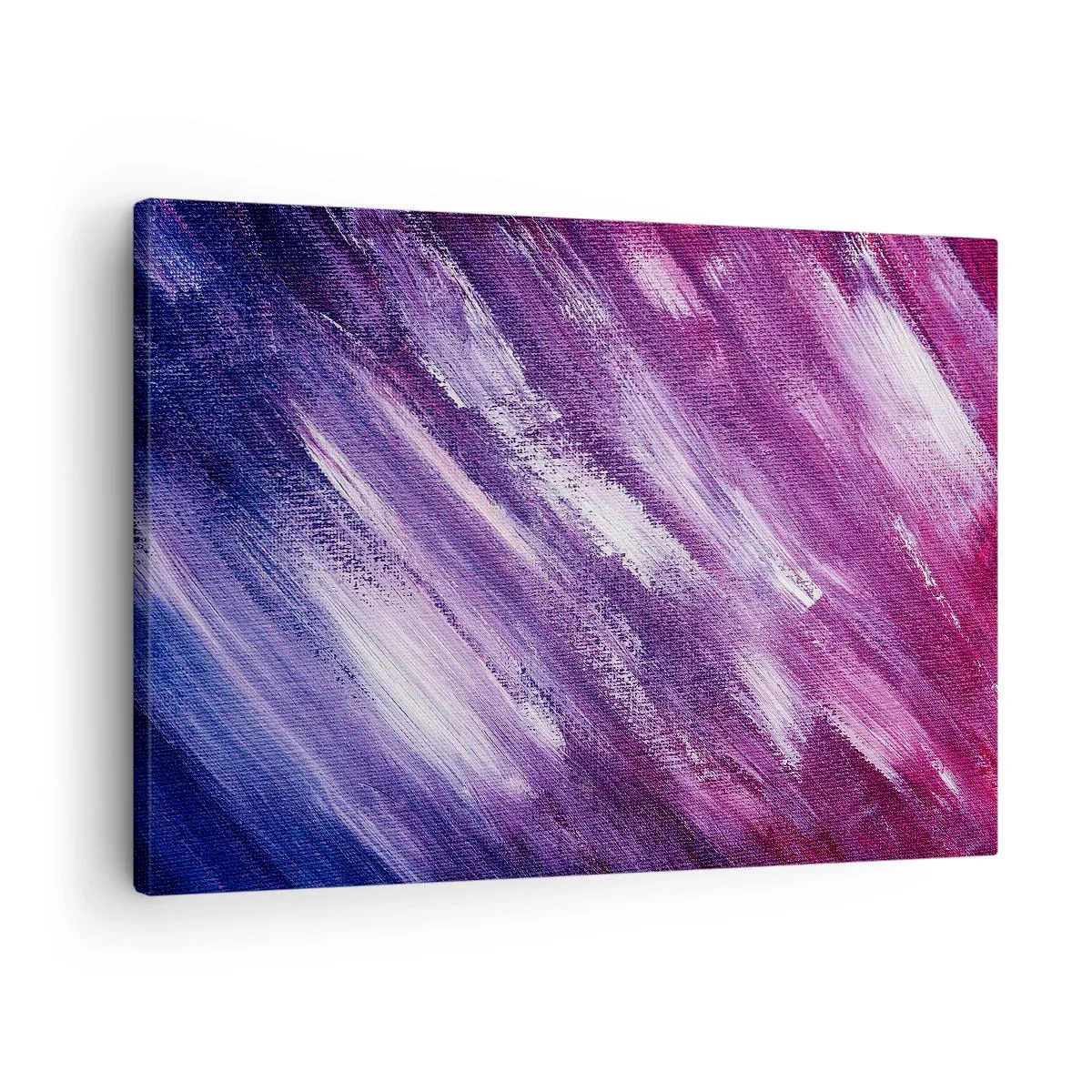 Lærredstryk - Billede på lærred - Abstrakte penselstrøg i lilla og lyserøde nuancer - 70x50cm - Når den solrige vind blæser - Moderne vægdekoration til stue og soveværelse ARTTOR