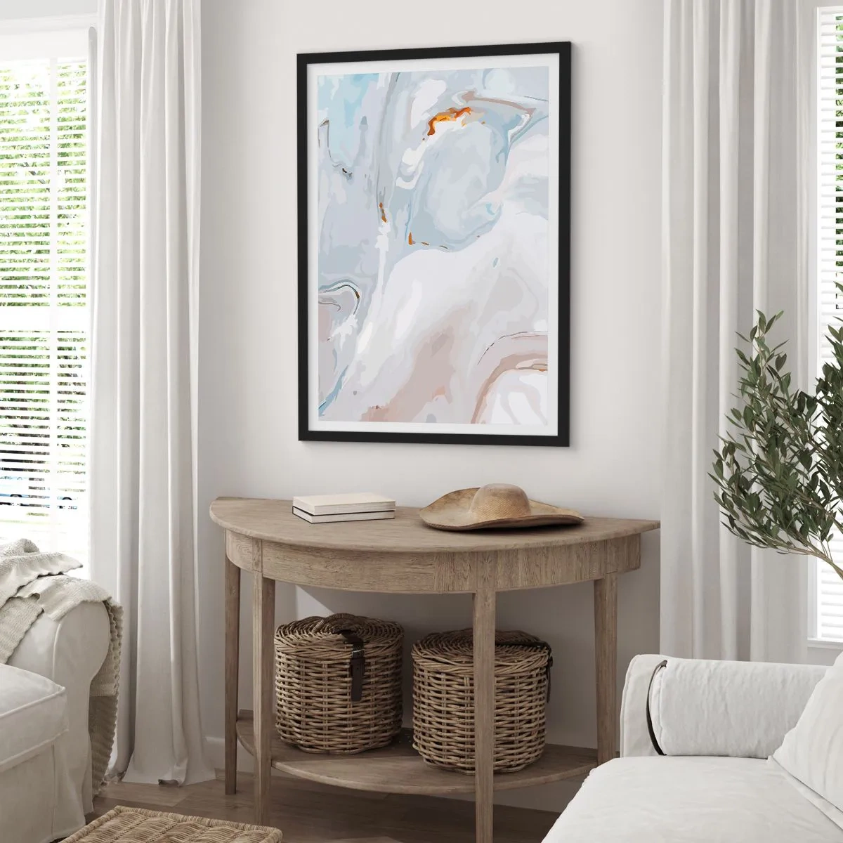 Plakat i sort ramme - Hvid opløftet - 61x91 cm