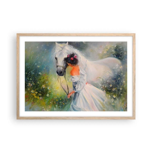 Plakat i ramme af lyst egetræ - Som fra en smuk drøm - 70x50 cm