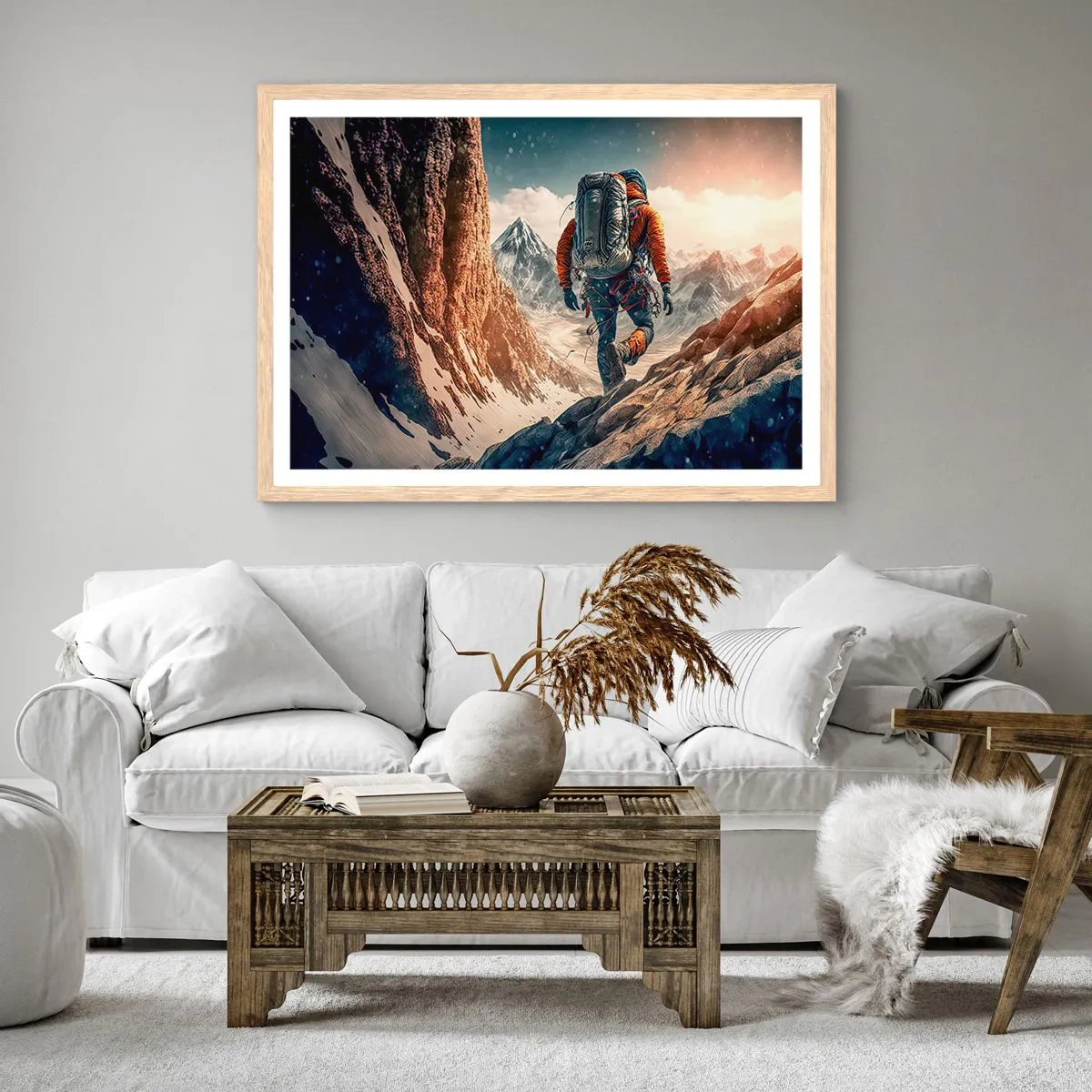 Plakat i ramme af lyst egetræ - Ensom kriger - 91x61 cm