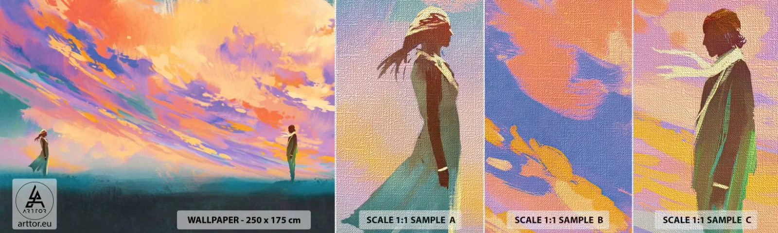 Prøve Fototapet Premium Canvas - Tiltrækningskraft - Abstraktion, Kvinde og mand, Stykke - 100x30 cm