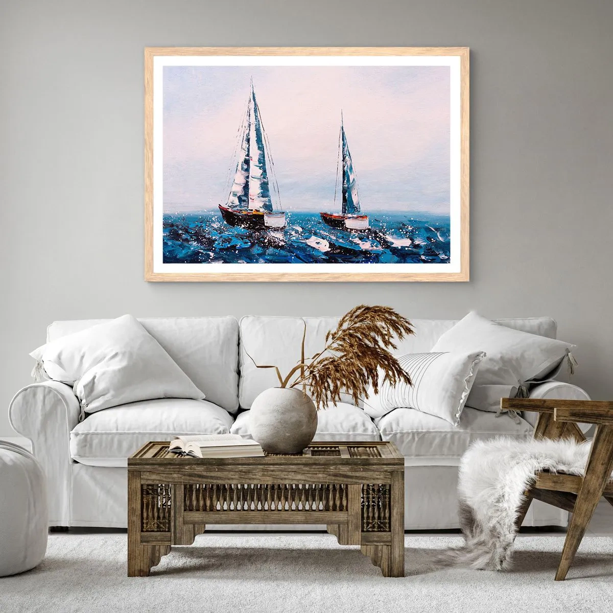 Plakat i ramme af lyst egetræ - Vindens broderskab - 100x70 cm