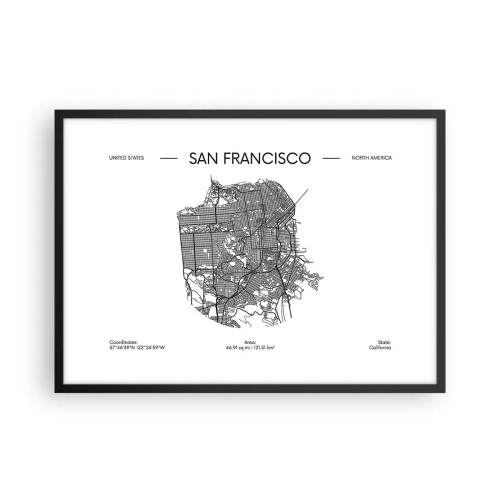 Plakat i sort ramme - San Franciscos anatomi - 70x50 cm
