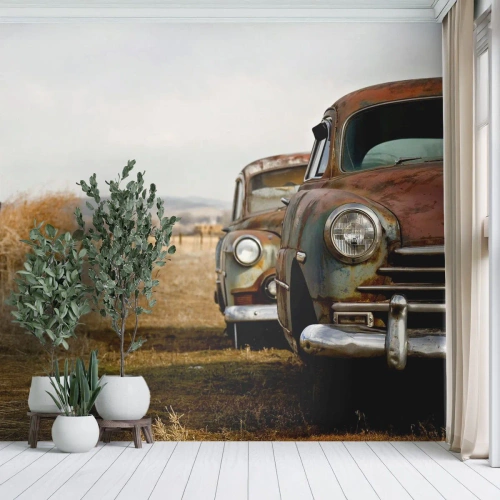 Fototapet Premium Canvas - Et velfortjent hvil - Gammel bil, Automotive, Årgang - 150x105 cm
