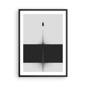 Plakat i sort ramme - Minimalistisk abstraktion med en raket på en delt baggrund - 50x70cm - Lige til sagen - Moderne vægdekoration til stue og soveværelse ARTTOR