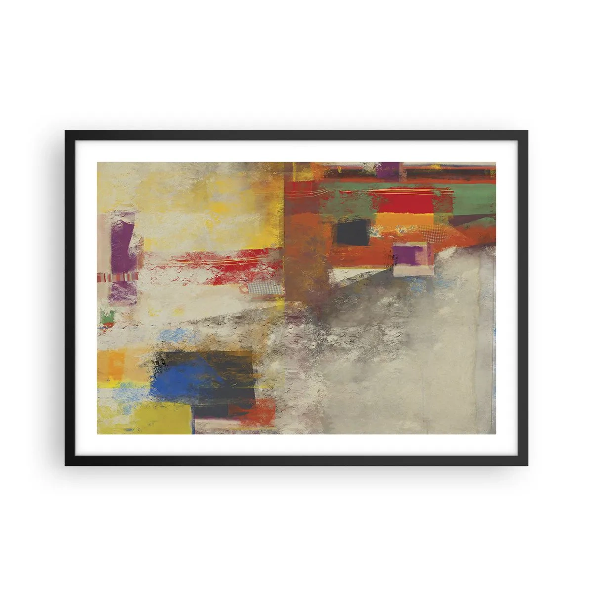 Plakat i sort ramme - Geometri af farver - 70x50 cm