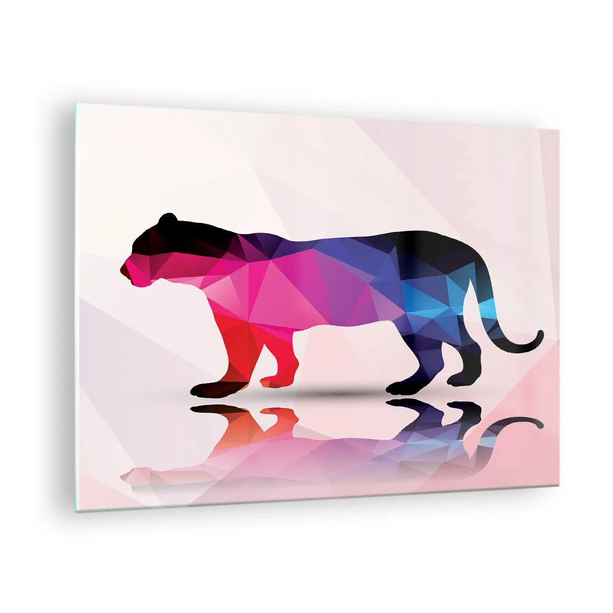 Billede på glas - Geometrisk panter i farverig abstraktion - 70x50cm - Diamant panter - Moderne vægdekoration til stue og soveværelse ARTTOR