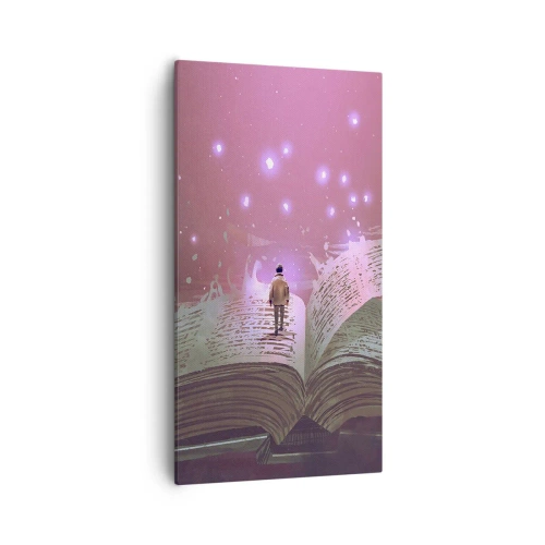 Lærredstryk - Billede på lærred - En invitation til en anden verden - læs den! - 55x100 cm