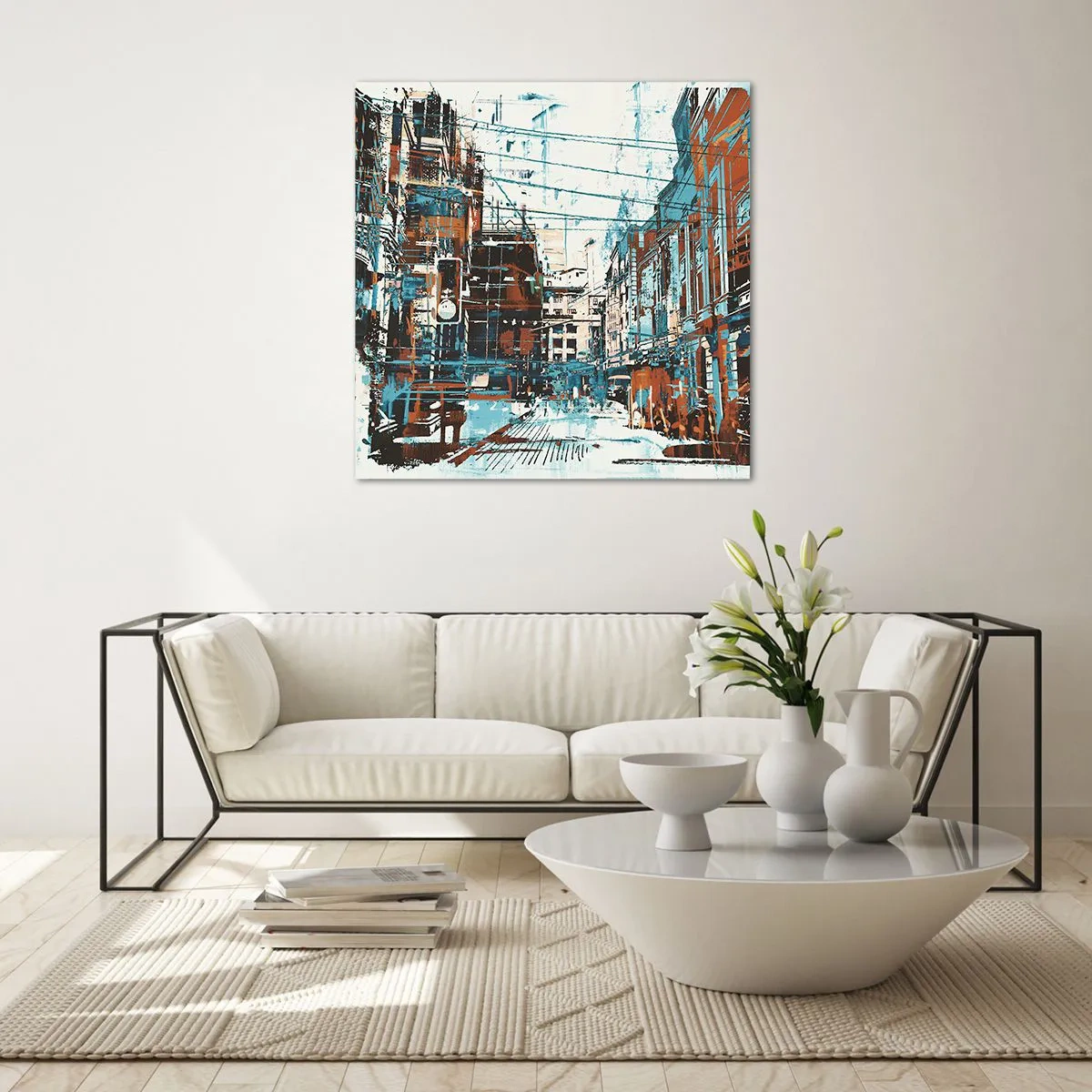 Billede på glas - Et afmærket byspor - 50x50 cm