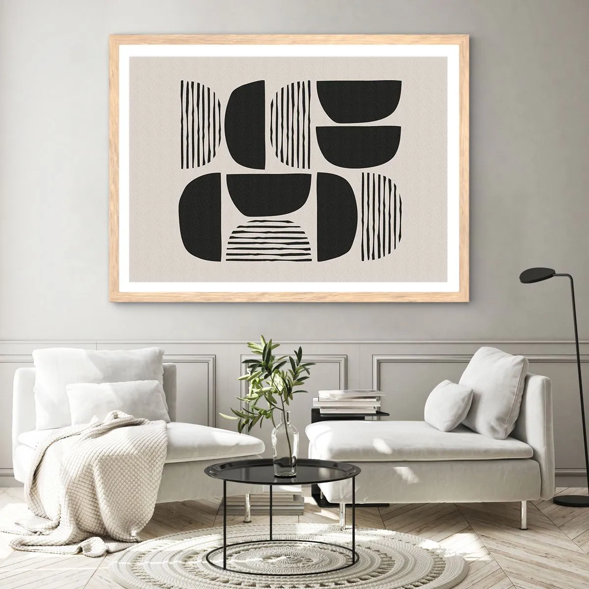 Plakat i ramme af lyst egetræ - Halvhjertede arrangementer - 70x50 cm