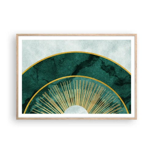 Plakat i ramme af lyst egetræ - Et anderledes solsystem - 100x70 cm