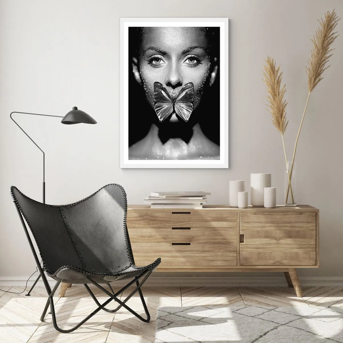 Plakat i hvid ramme - Sommerfuglekys - 30x40 cm